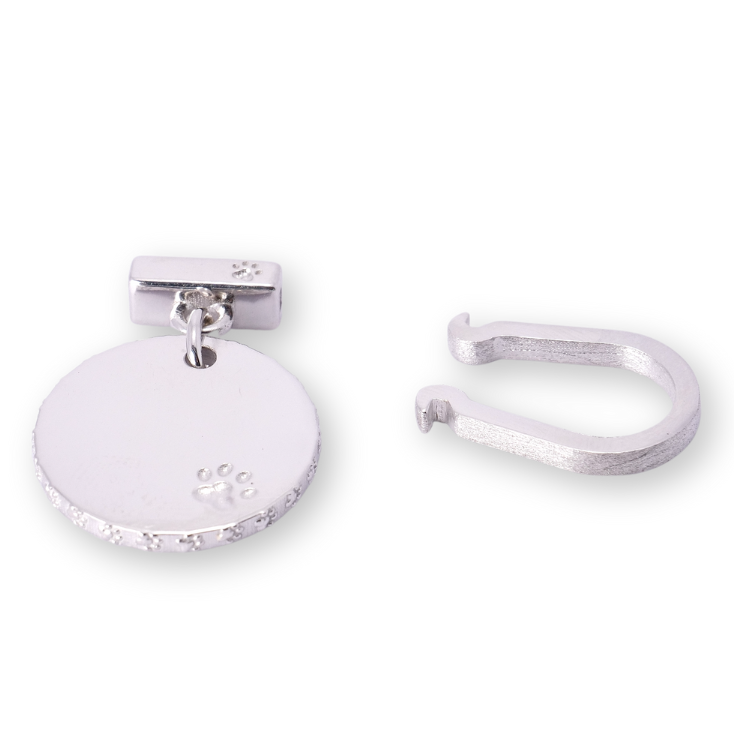 Targhetta per cani in argento sterling forma cerchio