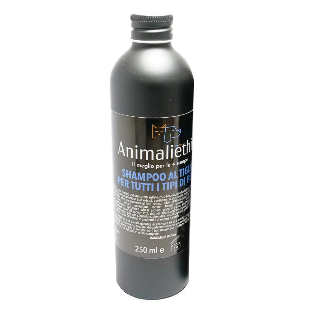Shampoo naturale per animali al tiglio per tutti i tipi di pael made in Italy